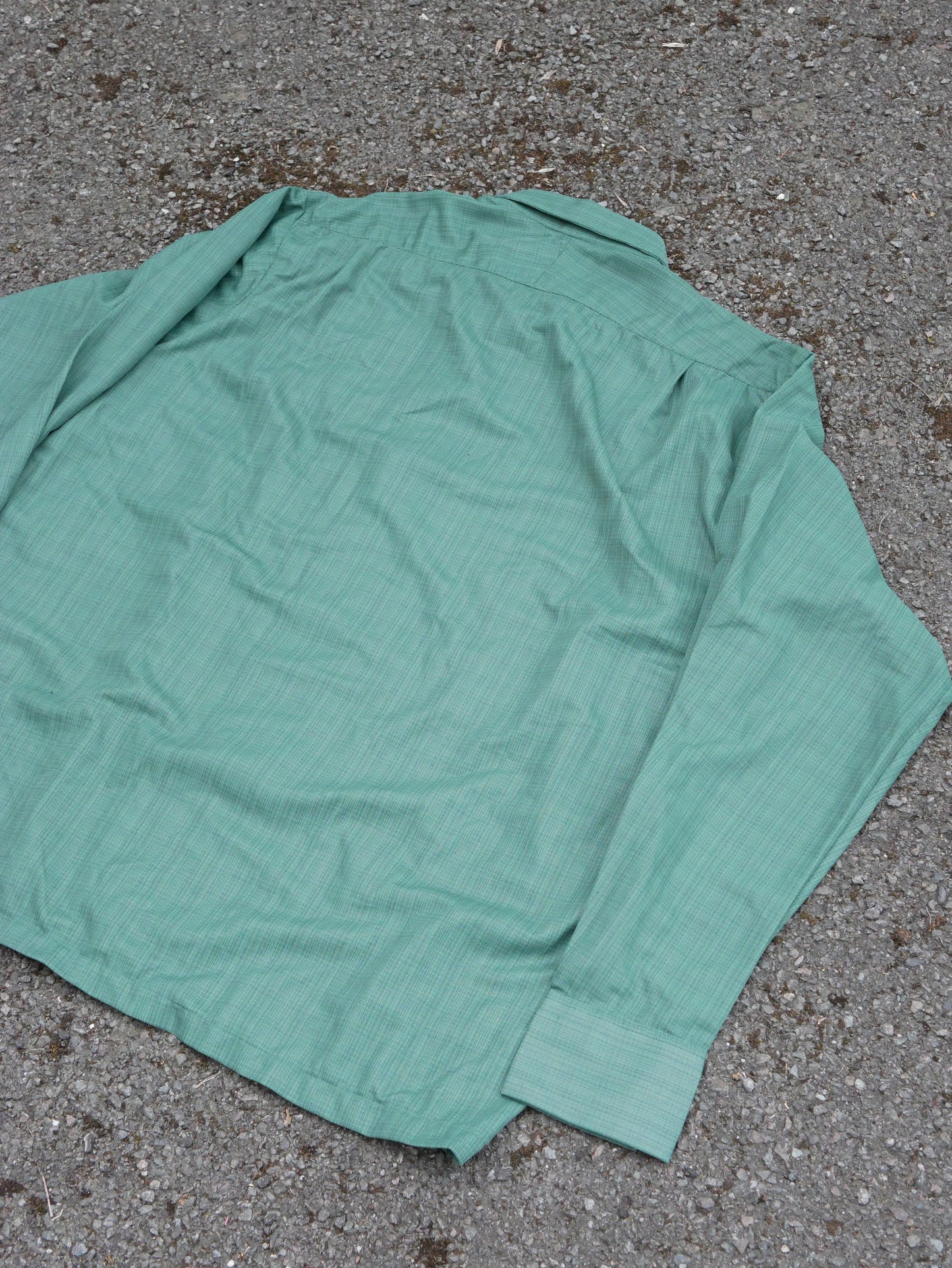 Vintage Late 60s, Early 70s Deadstock Green Collared Shirt Extra Large