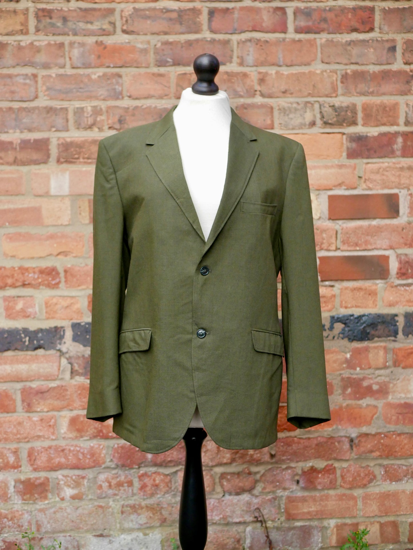 1960s Penneys Towncraft Moss Green Linen Suit Small