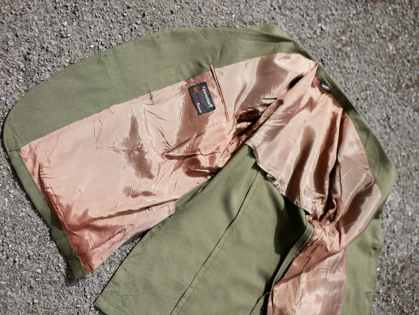1960s Penneys Towncraft Moss Green Linen Suit Small