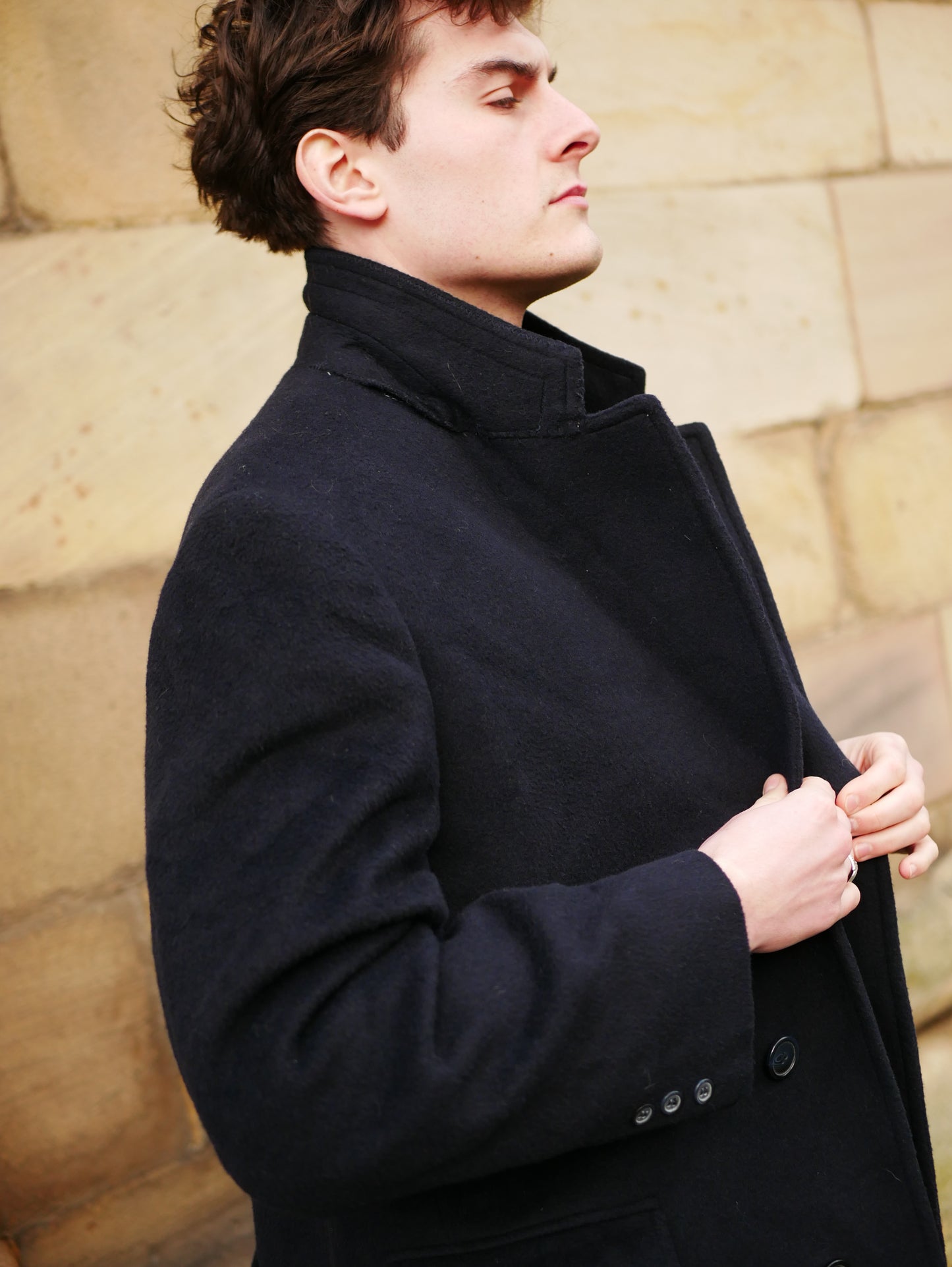 Vintage Soft Pure Wool Black Overcoat Silbey's Private Collection Medium