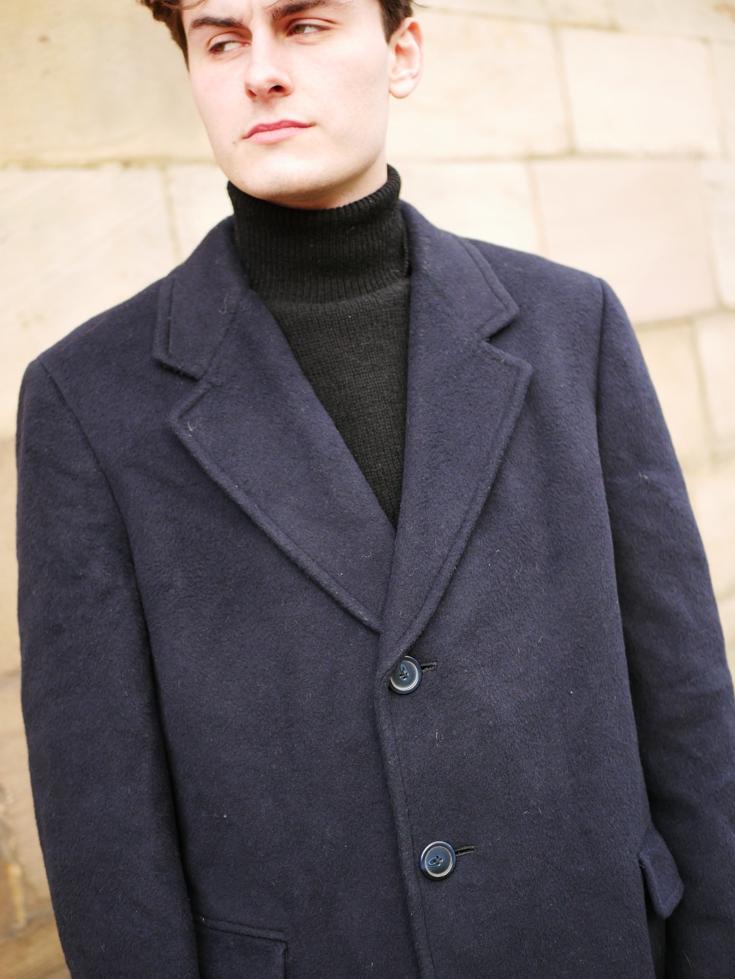 Vintage Soft Pure Wool Black Overcoat Silbey's Private Collection Medium