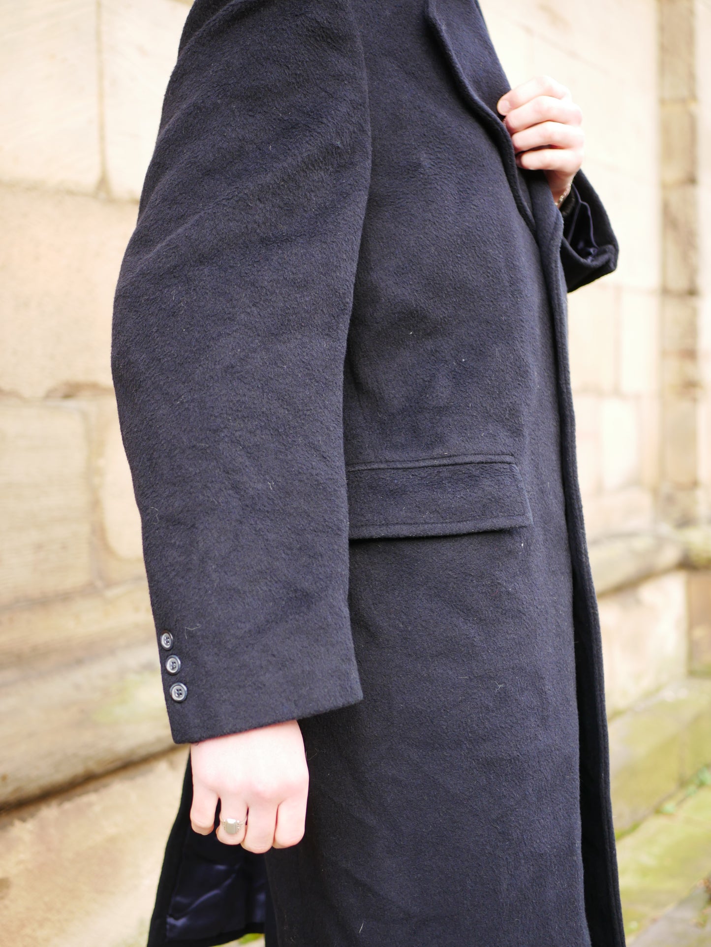 Vintage Soft Pure Wool Black Overcoat Silbey's Private Collection Medium