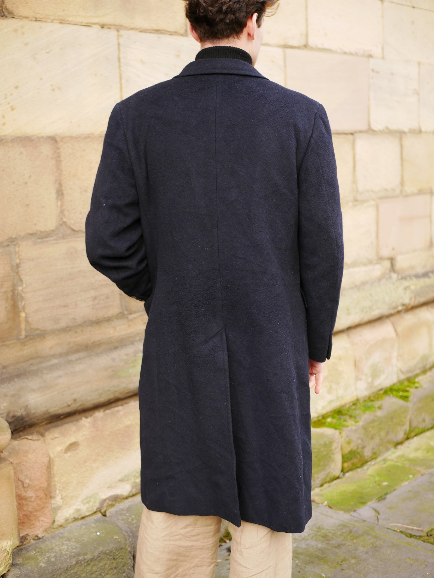 Vintage Soft Pure Wool Black Overcoat Silbey's Private Collection Medium