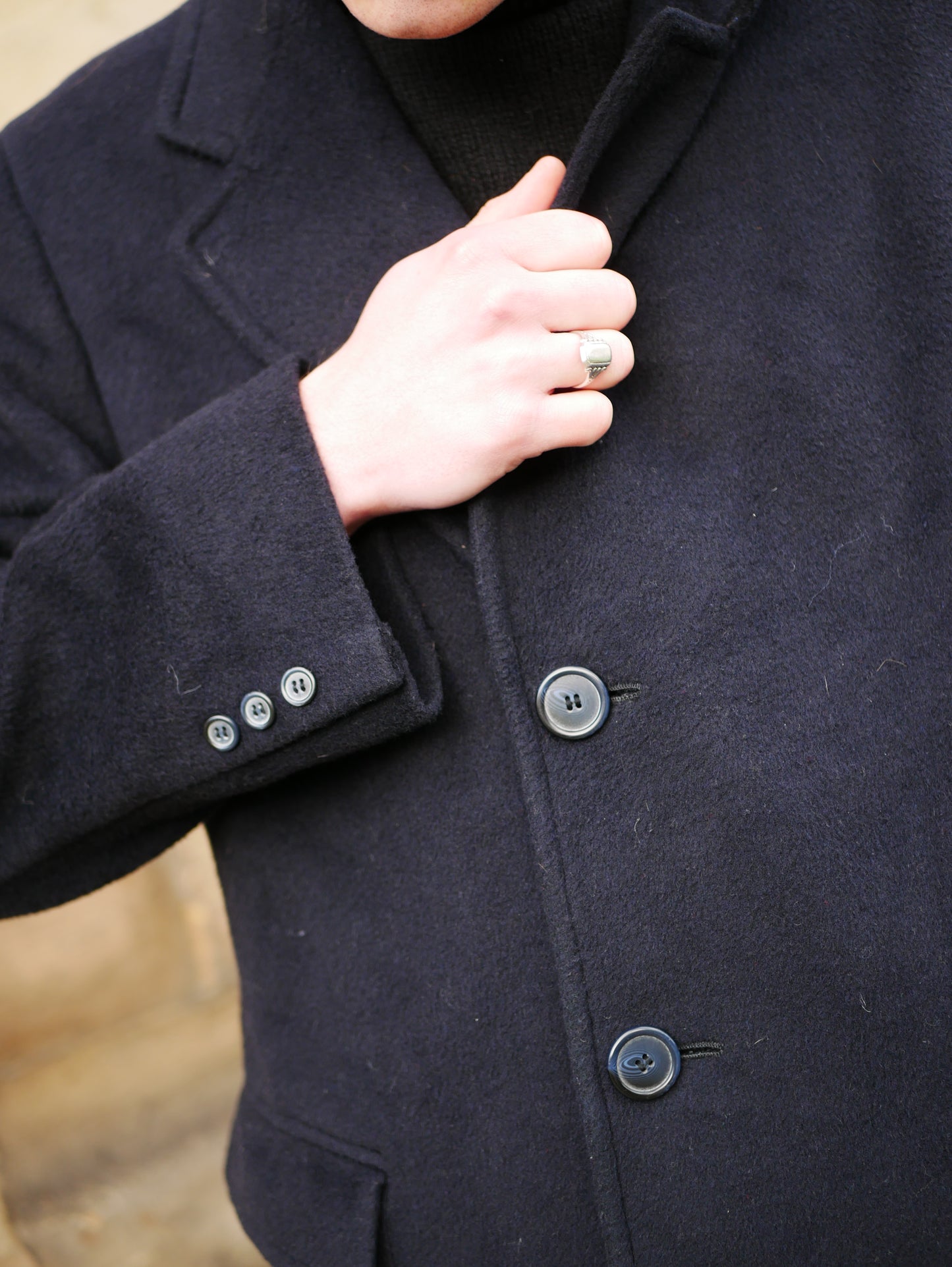 Vintage Soft Pure Wool Black Overcoat Silbey's Private Collection Medium