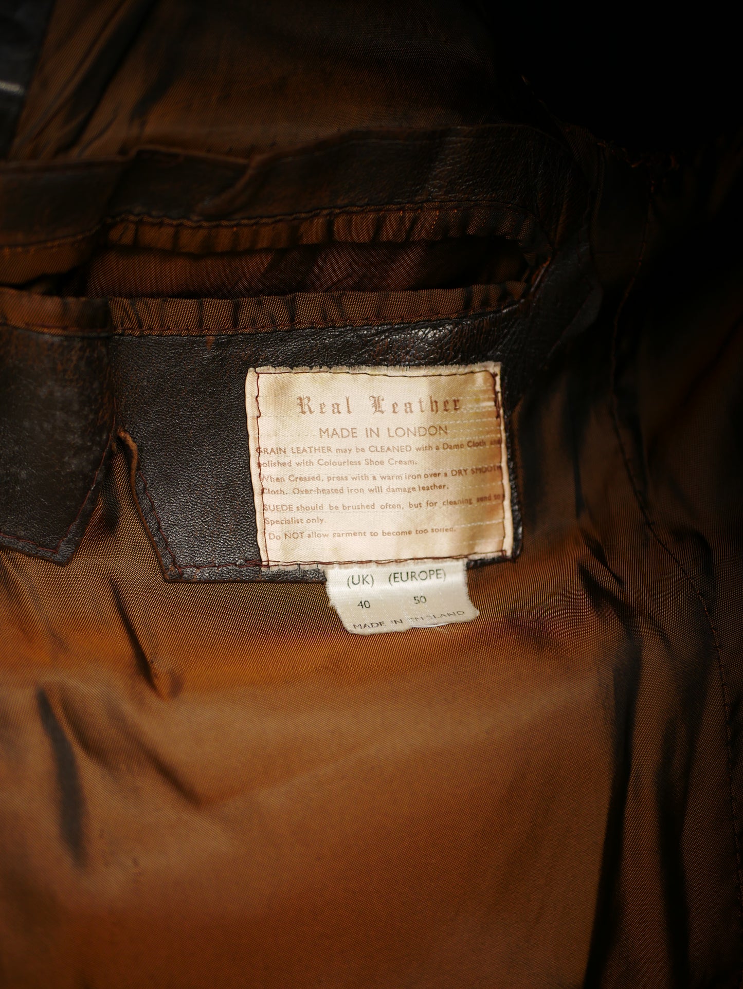 Vintage 1970s Distressed Large Lapels Leather Jacket Small