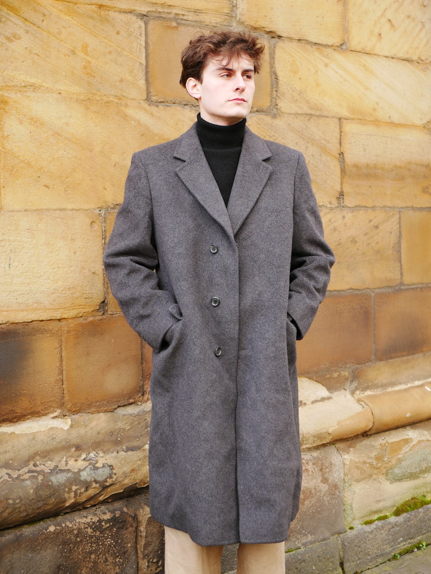 Classic Vintage Style Dark Grey Overcoat Jos. A. Bank Medium