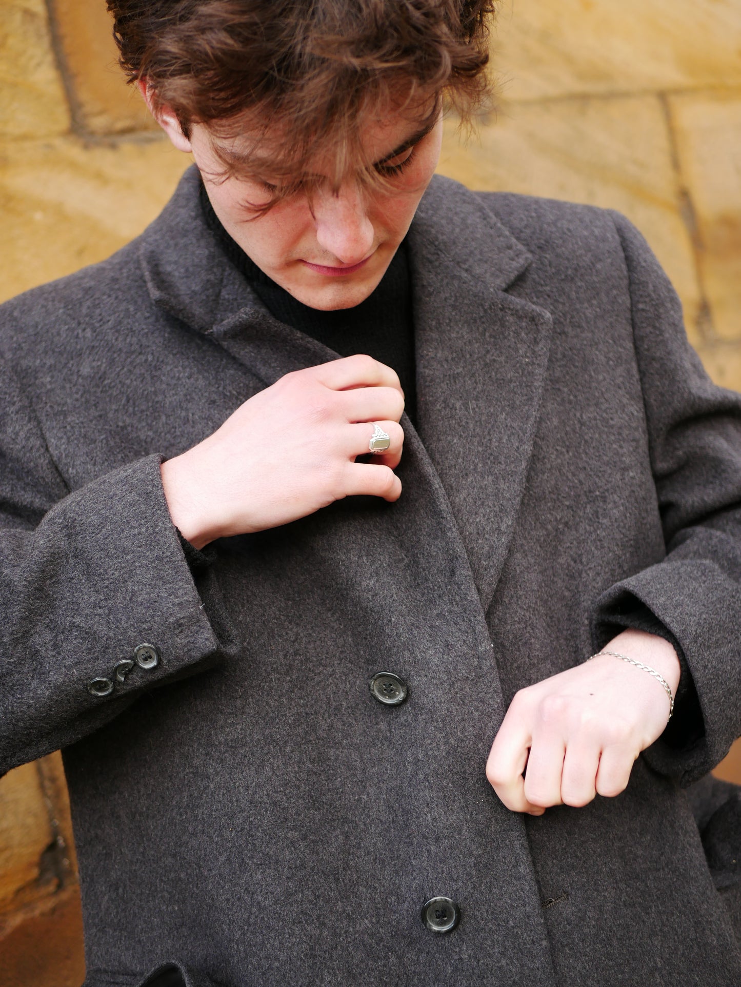 Classic Vintage Style Dark Grey Overcoat Jos. A. Bank Medium