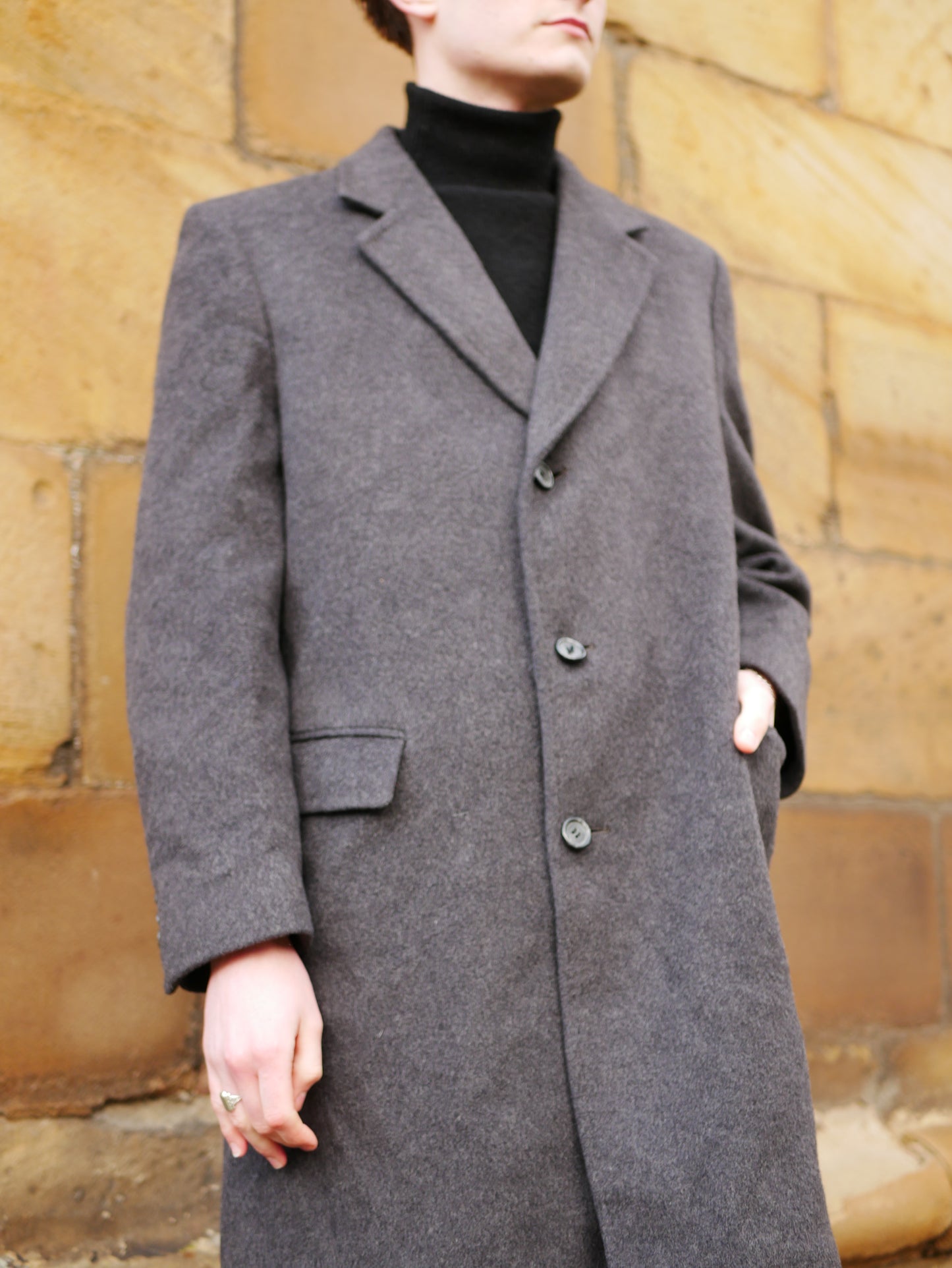 Classic Vintage Style Dark Grey Overcoat Jos. A. Bank Medium
