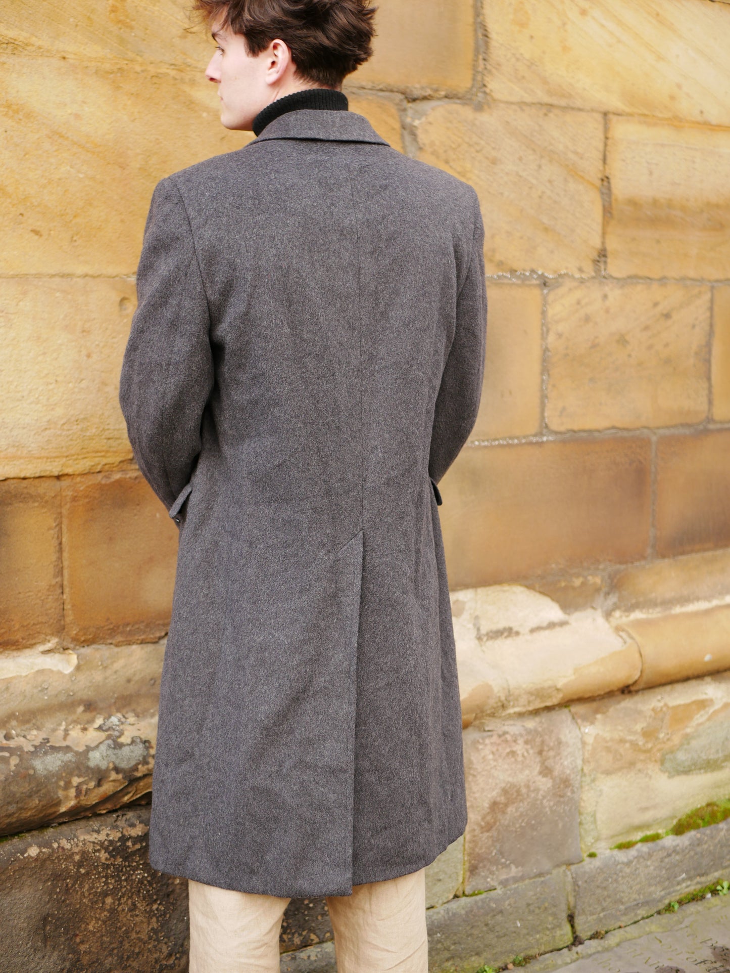 Classic Vintage Style Dark Grey Overcoat Jos. A. Bank Medium