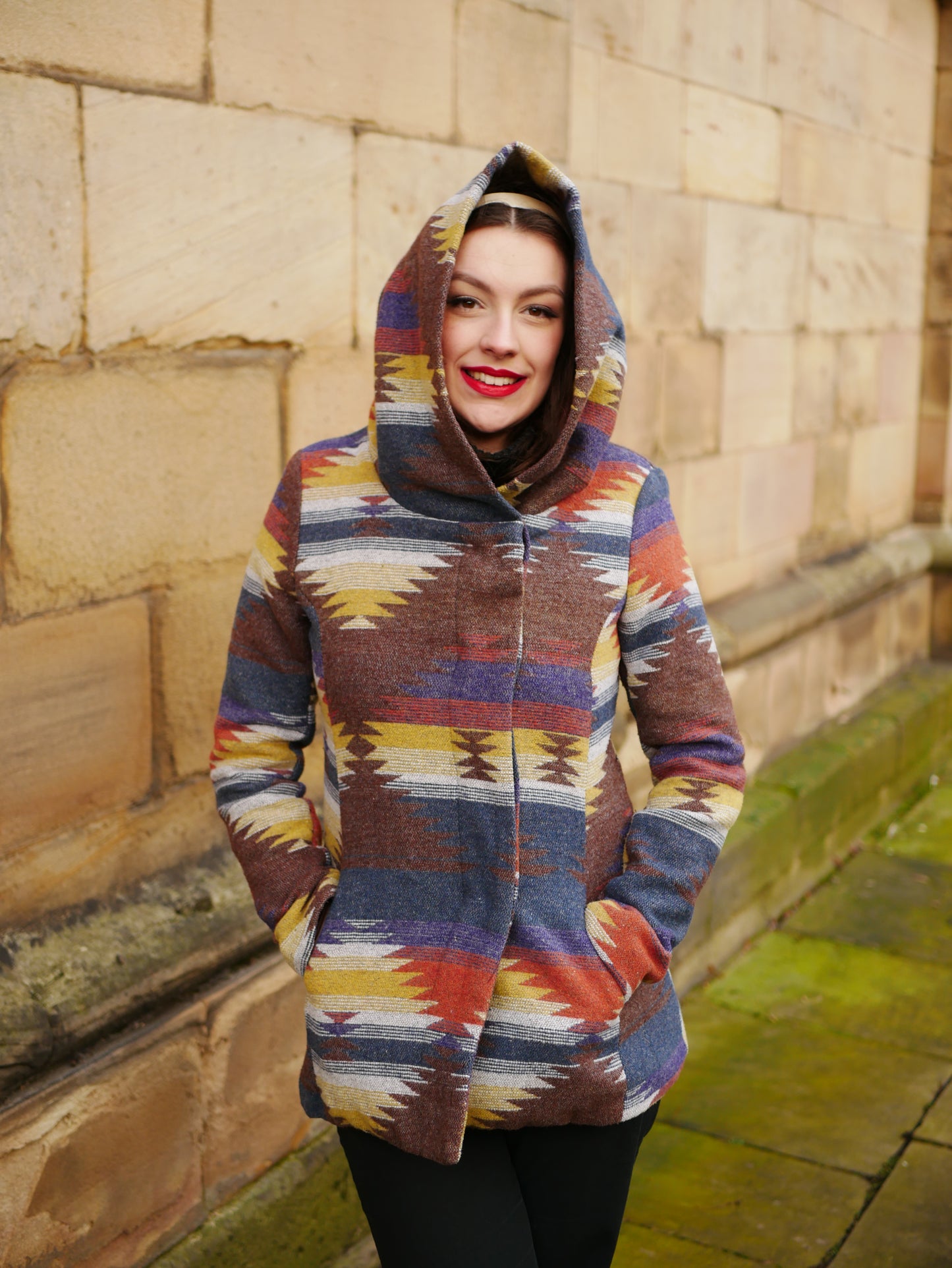 Vintage Western Inspired Hooded Jacket Unisex Small