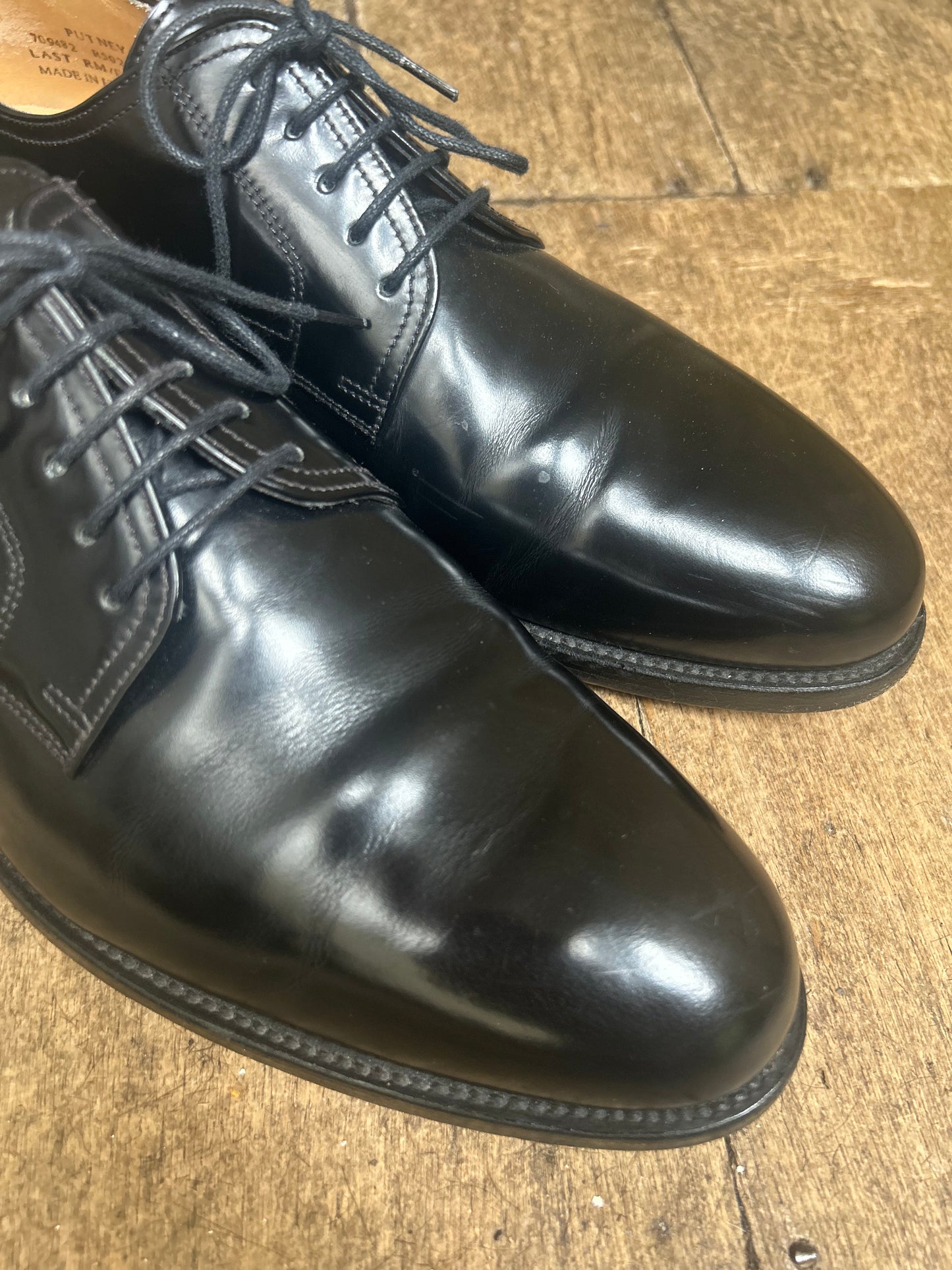 Classic Black Loakes Derby Put Ney Leather Shoes Made in England Size 9