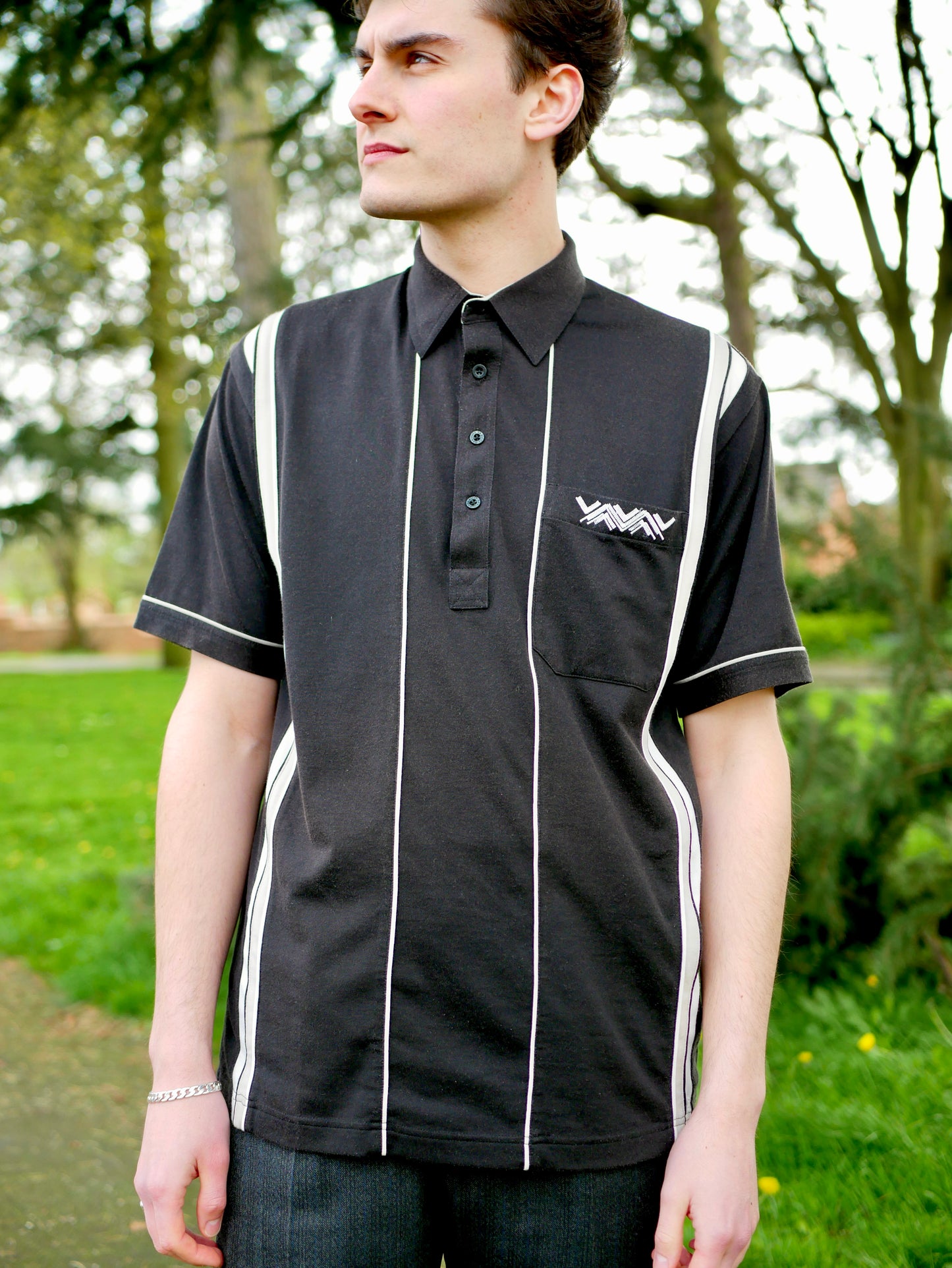 Vintage Mod Style Gabicci Black Polo Shirt