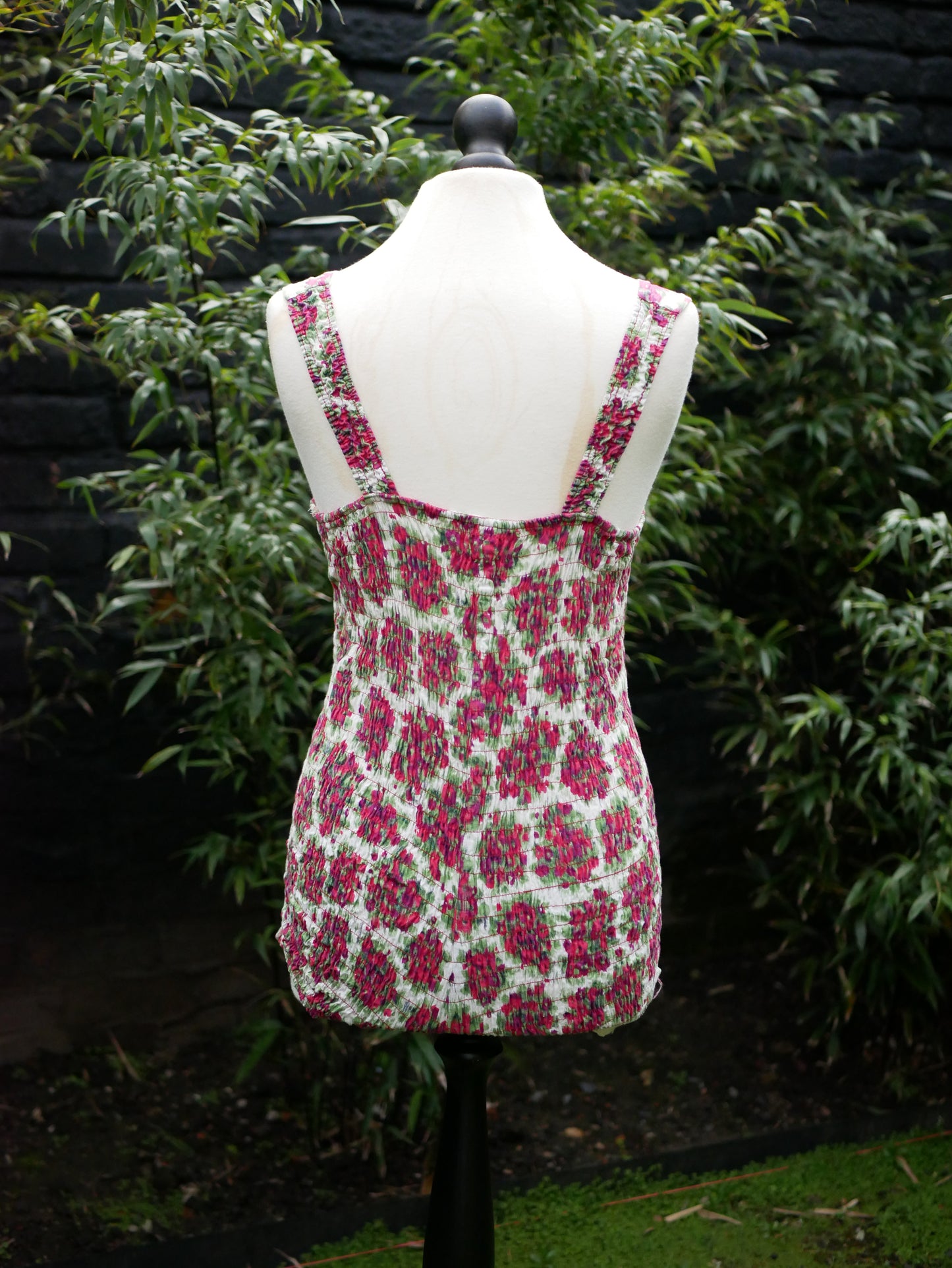 Vintage 1950s Fitted Floral Elasticated Back Swimsuit Small