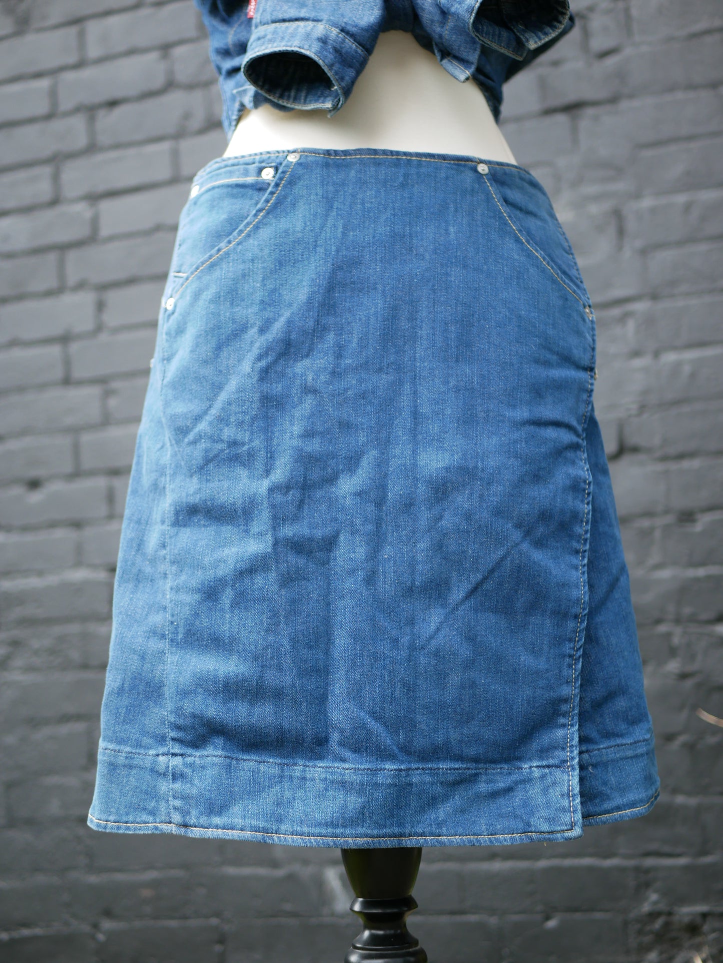 Vintage 1990s Unique Levis Engineered Denim Skirt Size 12