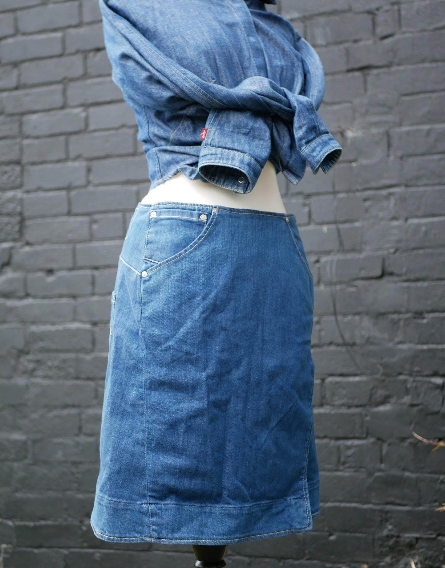 Vintage 1990s Unique Levis Engineered Denim Skirt Size 12