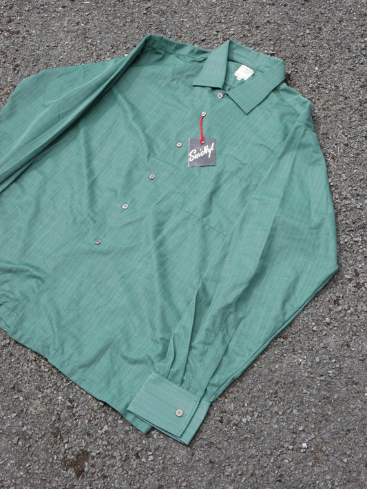 Vintage Late 60s, Early 70s Deadstock Green Collared Shirt Extra Large