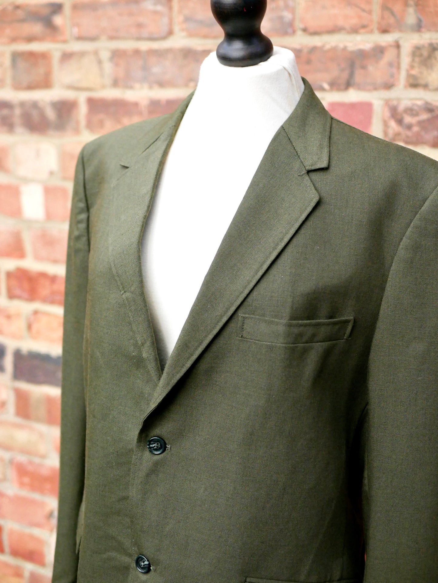 1960s Penneys Towncraft Moss Green Linen Suit Small